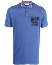 Мужская синяя футболка-поло с принтом от Manuel Ritz