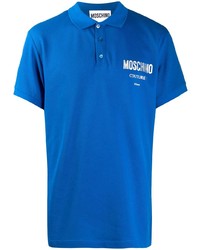 Мужская синяя футболка-поло с принтом от Moschino