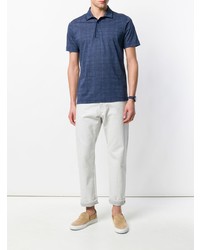 Мужская синяя футболка-поло с принтом от Canali