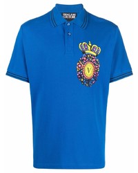 Мужская синяя футболка-поло с принтом от VERSACE JEANS COUTURE