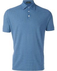 Мужская синяя футболка-поло с принтом от Zanone