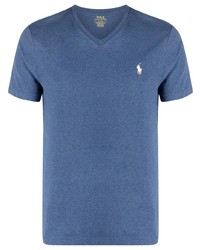 Мужская синяя футболка с v-образным вырезом с вышивкой от Polo Ralph Lauren