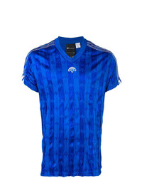 Мужская синяя футболка с v-образным вырезом с принтом от Adidas Originals By Alexander Wang