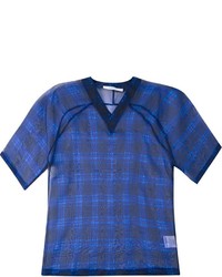 Мужская синяя футболка с v-образным вырезом с принтом от Givenchy