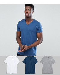 Мужская синяя футболка с v-образным вырезом от ASOS DESIGN