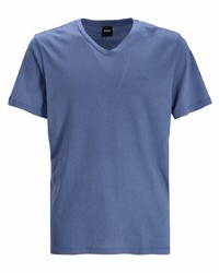 Мужская синяя футболка с v-образным вырезом от BOSS