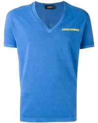 Мужская синяя футболка с v-образным вырезом от DSQUARED2