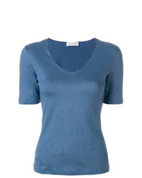 Женская синяя футболка с v-образным вырезом от Le Tricot Perugia