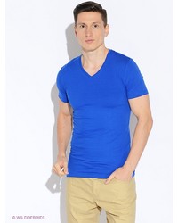 Мужская синяя футболка с v-образным вырезом от Oodji