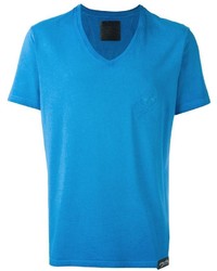 Мужская синяя футболка с v-образным вырезом от Philipp Plein