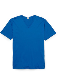 Мужская синяя футболка с v-образным вырезом от Sunspel