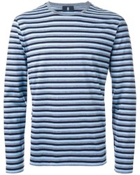 Мужская синяя футболка с длинным рукавом в горизонтальную полоску от Kent & Curwen