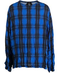 Мужская синяя футболка с длинным рукавом в шотландскую клетку от N°21