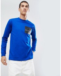Мужская синяя футболка с длинным рукавом с принтом от adidas Originals