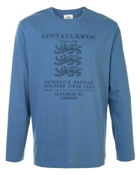 Мужская синяя футболка с длинным рукавом с принтом от Kent & Curwen
