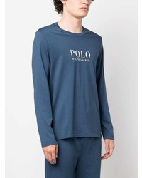 Мужская синяя футболка с длинным рукавом с принтом от Polo Ralph Lauren