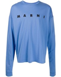 Мужская синяя футболка с длинным рукавом с принтом от Marni