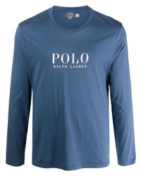 Мужская синяя футболка с длинным рукавом с принтом от Polo Ralph Lauren