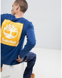 Мужская синяя футболка с длинным рукавом с принтом от Timberland