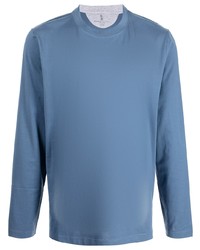 Мужская синяя футболка с длинным рукавом от Brunello Cucinelli