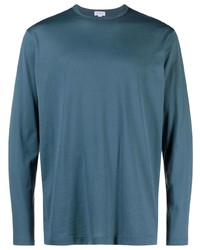Мужская синяя футболка с длинным рукавом от Sunspel