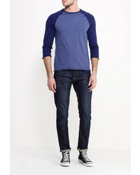 Мужская синяя футболка с длинным рукавом от Topman