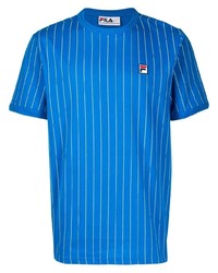 Мужская синяя футболка с круглым вырезом в вертикальную полоску от Fila