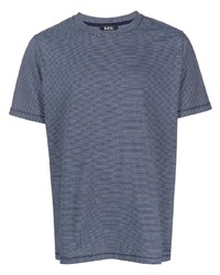 Мужская синяя футболка с круглым вырезом в горизонтальную полоску от A.P.C.