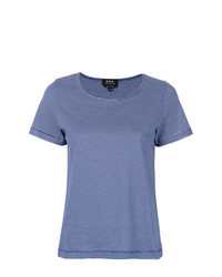 Женская синяя футболка с круглым вырезом в горизонтальную полоску от A.P.C.