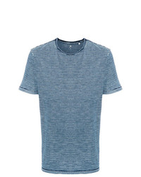 Мужская синяя футболка с круглым вырезом в горизонтальную полоску от AG Jeans