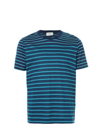 Мужская синяя футболка с круглым вырезом в горизонтальную полоску от Cerruti 1881