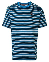 Мужская синяя футболка с круглым вырезом в горизонтальную полоску от Fila