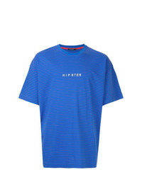 Мужская синяя футболка с круглым вырезом в горизонтальную полоску от GUILD PRIME