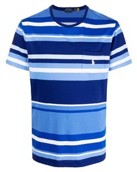 Мужская синяя футболка с круглым вырезом в горизонтальную полоску от Polo Ralph Lauren