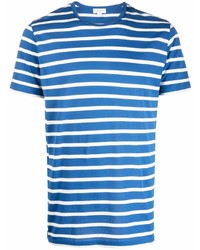 Мужская синяя футболка с круглым вырезом в горизонтальную полоску от Sunspel