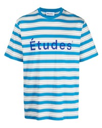 Мужская синяя футболка с круглым вырезом в горизонтальную полоску от Études
