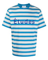 Мужская синяя футболка с круглым вырезом в горизонтальную полоску от Études