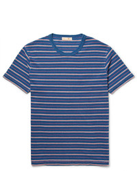 Мужская синяя футболка с круглым вырезом в горизонтальную полоску