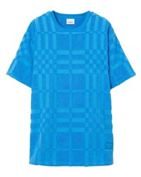 Мужская синяя футболка с круглым вырезом в клетку от Burberry