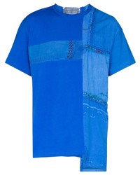 Мужская синяя футболка с круглым вырезом в стиле пэчворк от By Walid