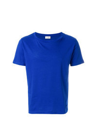 Синяя футболка с круглым вырезом с вышивкой