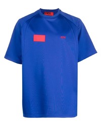 Мужская синяя футболка с круглым вырезом с вышивкой от 424