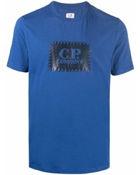Мужская синяя футболка с круглым вырезом с вышивкой от C.P. Company