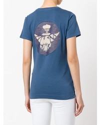 Женская синяя футболка с круглым вырезом с вышивкой от Mr & Mrs Italy