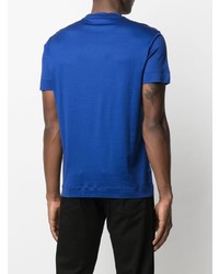 Мужская синяя футболка с круглым вырезом с вышивкой от Emporio Armani
