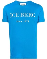 Мужская синяя футболка с круглым вырезом с вышивкой от Iceberg