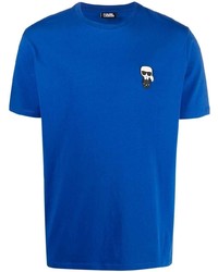 Мужская синяя футболка с круглым вырезом с вышивкой от Karl Lagerfeld
