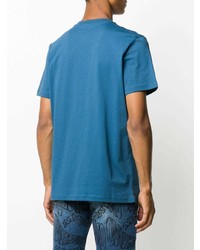Мужская синяя футболка с круглым вырезом с вышивкой от Moschino