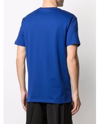 Мужская синяя футболка с круглым вырезом с вышивкой от Versace