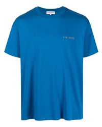 Мужская синяя футболка с круглым вырезом с вышивкой от Maison Labiche